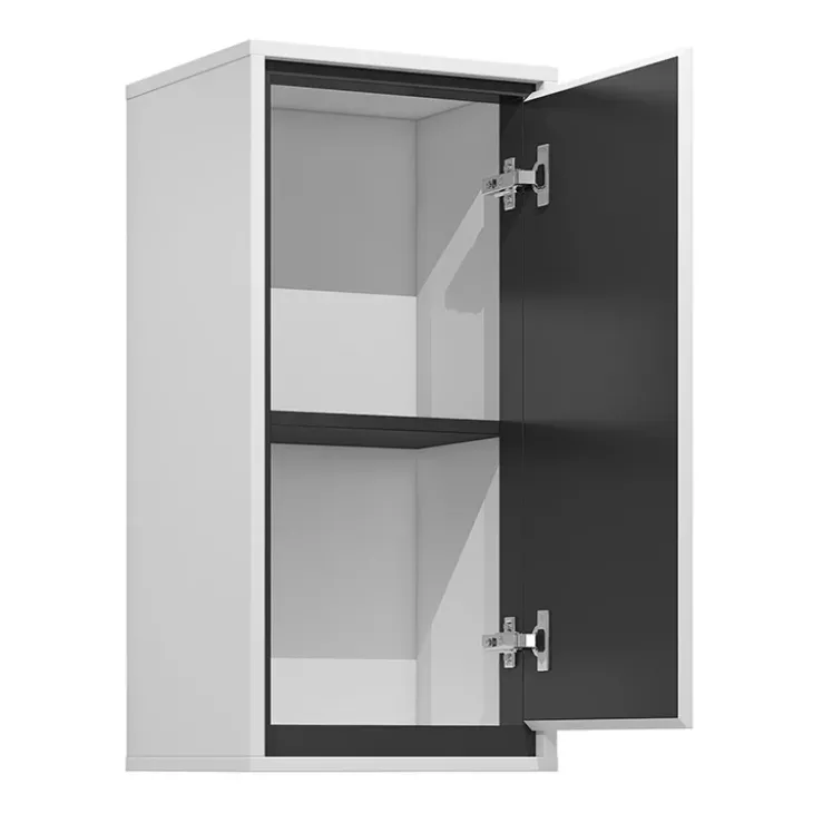 Pensile bagno sospeso 35x72h cm 1 anta bianco lucido nero Linda