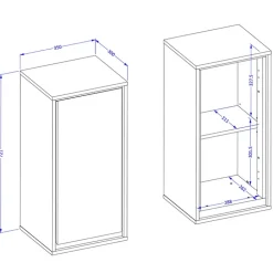 Pensile bagno sospeso 35x72h cm 1 anta tortora nero Linda