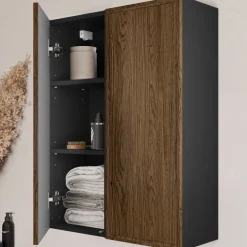 Pensile bagno sospeso 30x80h cm 1 anta noce Walnuts
