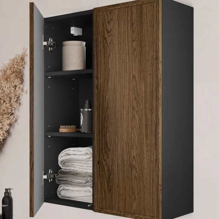 Pensile bagno sospeso 30x80h cm 1 anta noce Walnuts