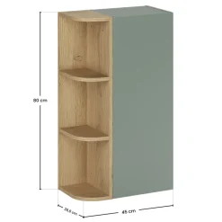 Pensile bagno sospeso 45x80h cm 1 anta verde salvia rovere Speranza
