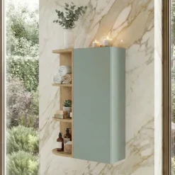 Pensile bagno sospeso 45x80h cm 1 anta verde salvia rovere Speranza