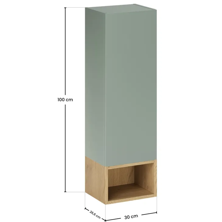 Pensile bagno sospeso 30x100h cm 1 anta verde salvia rovere Speranza