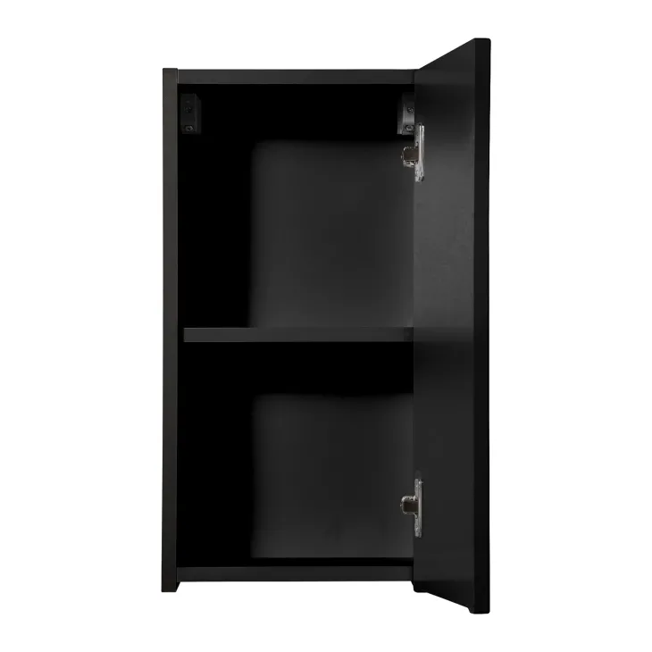 Pensile bagno sospeso 30x57h cm cannettato 1 anta nero Cleany
