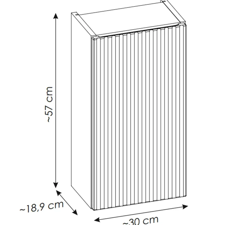 Pensile bagno sospeso 30x57h cm cannettato 1 anta nero Cleany
