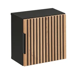 Pensile bagno sospeso 35x35h cm cannettato 1 anta quercia antracite Limpid