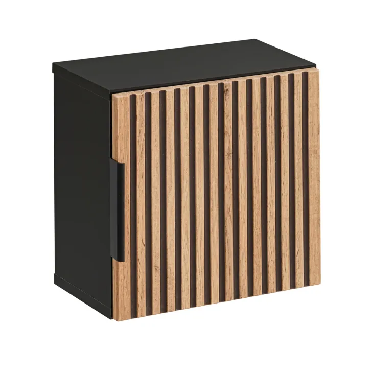 Pensile bagno sospeso 35x35h cm cannettato 1 anta quercia antracite Limpid