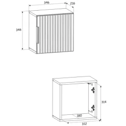 Pensile bagno sospeso 35x35h cm cannettato 1 anta quercia antracite Limpid