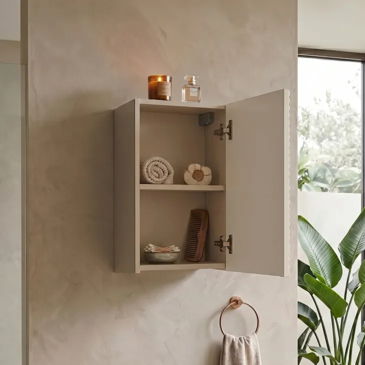 Pensile bagno sospeso 30x57h cm cannettato 1 anta beige Cleany