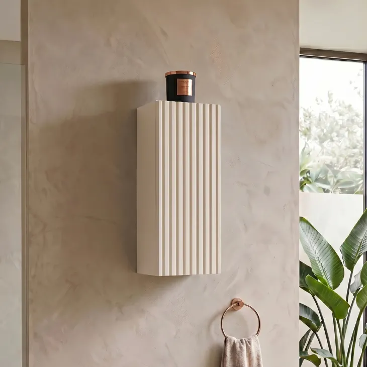 Pensile bagno sospeso 20x57h cm cannettato 1 anta beige Cleany
