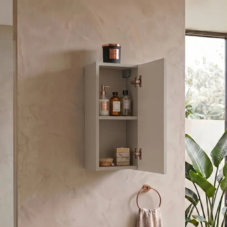 Pensile bagno sospeso 20x57h cm cannettato 1 anta beige Cleany