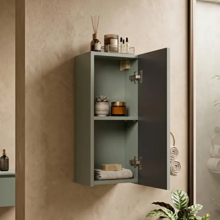 Pensile bagno sospeso 30x57h cm cannettato 1 anta verde salvia Greeny