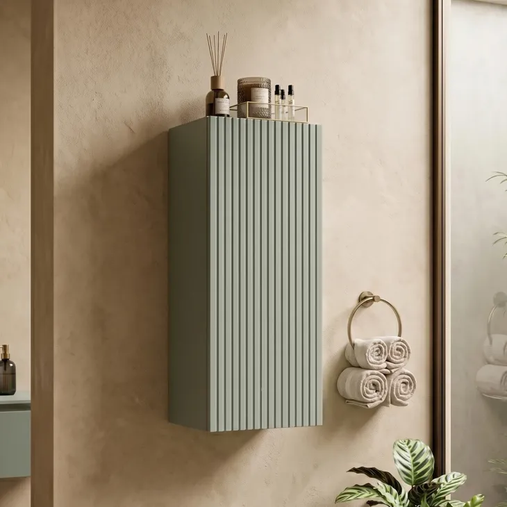 Pensile bagno sospeso 30x57h cm cannettato 1 anta verde salvia Greeny