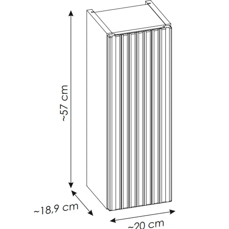 Pensile bagno sospeso 20x57h cm cannettato 1 anta nero Cleany