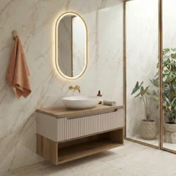 Pensile bagno 80x29h cm vano a giorno rovere Cleany