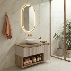 Pensile bagno 60x29h cm vano a giorno rovere Cleany