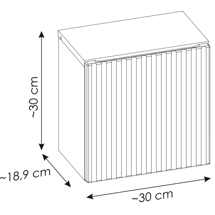Pensile cubo bagno sospeso 30x30h cm cannettato 1 anta bianco Cleany