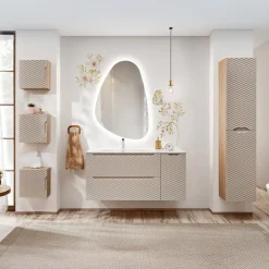 Pensile cubo bagno sospeso 35x35h cm 1 anta beige rovere Swim