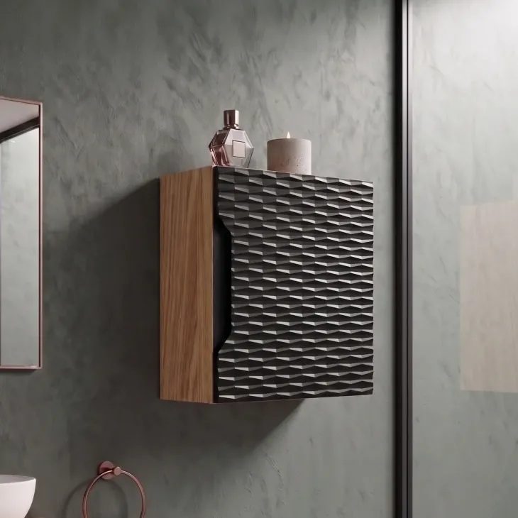 Pensile cubo bagno sospeso 35x35h cm 1 anta nero rovere Swim