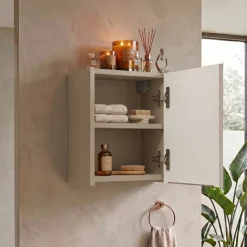 Pensile cubo bagno sospeso 30x30h cm cannettato 1 anta beige Cleany