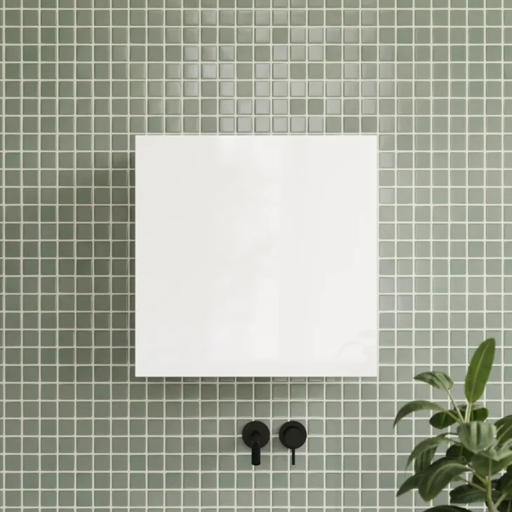 Pensile cubo sospeso bagno 55x50h cm 1 anta reversibile bianco lucido Sunset
