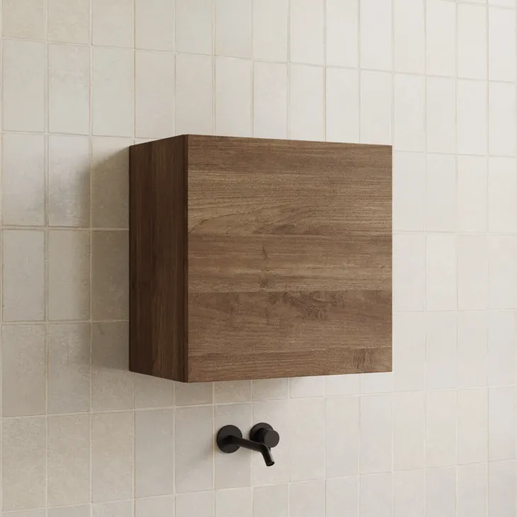 Pensile cubo sospeso bagno 55x50h cm 1 anta reversibile rovere scuro Sunset