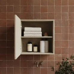 Pensile cubo sospeso bagno 55x50h cm1 anta reversibile tortora Sunset