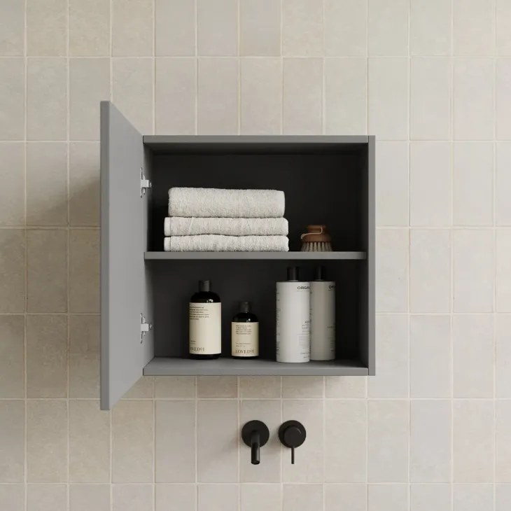 Pensile cubo sospeso bagno 55x50h cm 1 anta reversibile grigio scuro Sunset