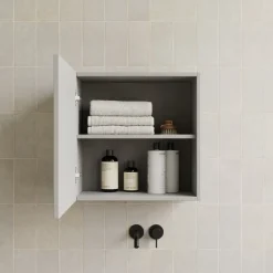 Pensile cubo sospeso bagno 55x50h cm 1 anta reversibile grigio chiaro Sunset
