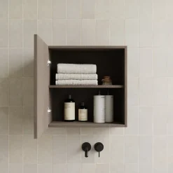 Pensile cubo sospeso bagno 55x50h cm 1 anta reversibile marrone scuro Sunset