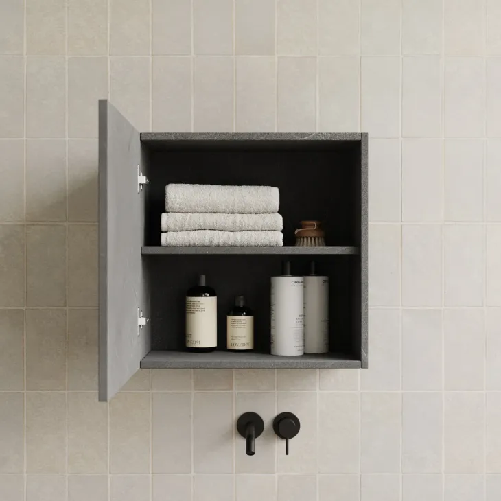 Pensile cubo sospeso bagno 55x50h cm 1 anta reversibile antracite Sunset