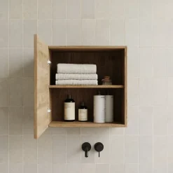 Pensile cubo sospeso bagno 55x50h cm 1 anta reversibile rovere chiaro Sunset