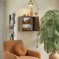 Pensile cubo sospeso 55x50cm 1 anta taglio obliquo reversibile rovere scuro Sunset