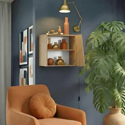 Pensile cubo sospeso 55x50cm 1 anta taglio obliquo reversibile rovere chiaro Sunset