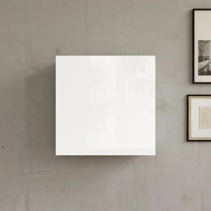 Pensile cubo sospeso 55x50h cm 1 anta reversibile bianco lucido Sunset