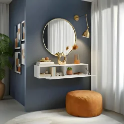 Pensile orizzontale 138x29h cm 1 anta taglio obliquo reversibile bianco lucido Sunset