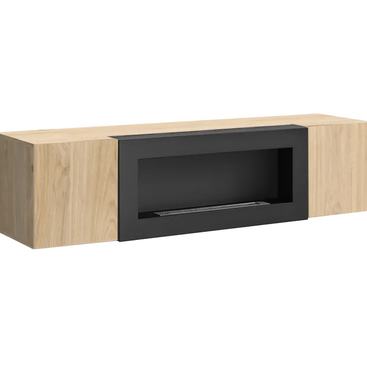 Pensile sospeso con biocamino 160x40h cm rovere Ignis 1 Gihome®