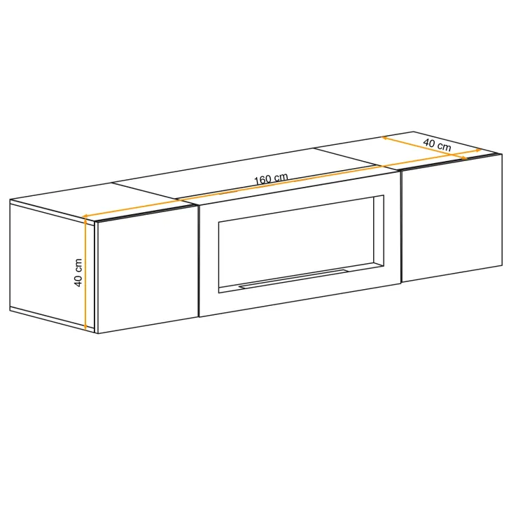 Pensile sospeso con biocamino 160x40h cm beige cashmere Ignis 1 Gihome®