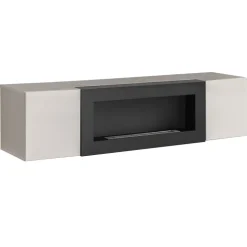 Pensile sospeso con biocamino 160x40h cm beige cashmere Ignis 1 Gihome®