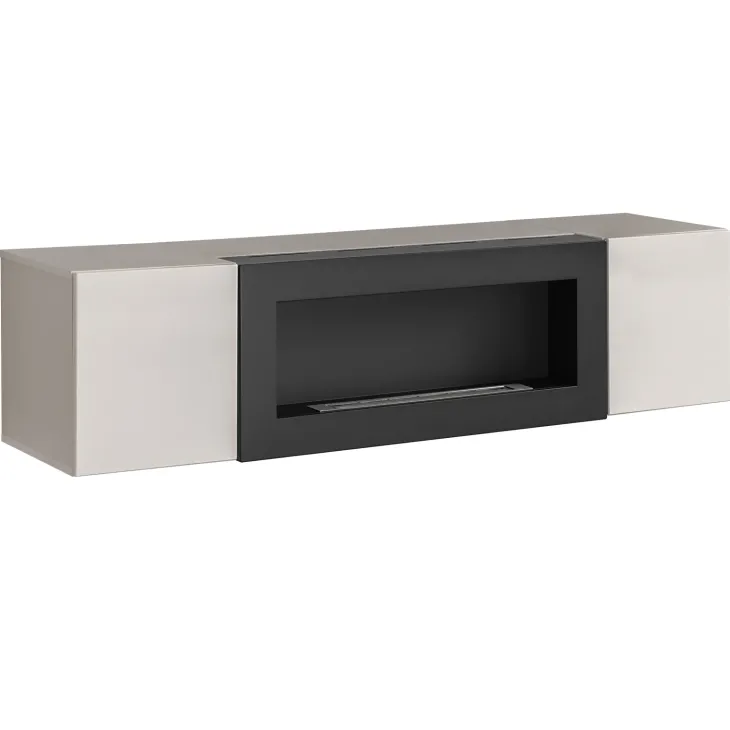 Pensile sospeso con biocamino 160x40h cm beige cashmere Ignis 1 Gihome®