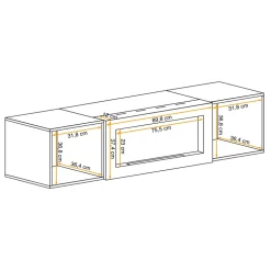 Pensile sospeso con biocamino 160x40h cm beige cashmere Ignis 1 Gihome®