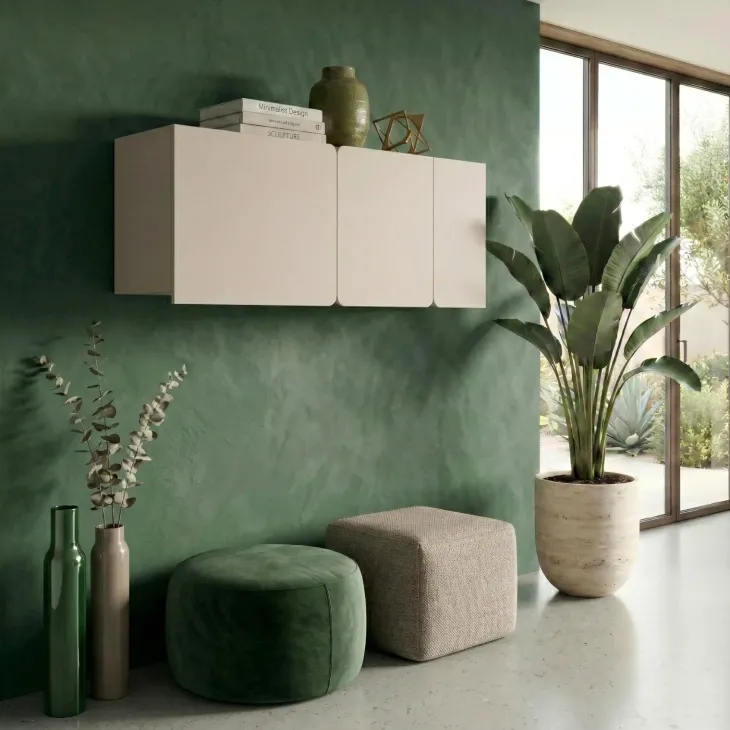 Pensile sospeso 120x37h cm 3 ante beige cashmere Linfa