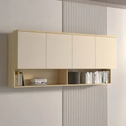 Pensile sospeso 186x83h cm 4 ante reversibili beige cashmere rovere Elvira