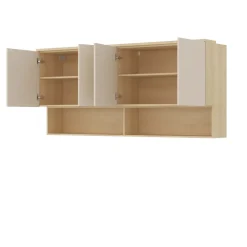Pensile sospeso 186x83h cm 4 ante reversibili beige cashmere rovere Elvira