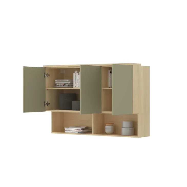 Pensile sospeso 126x83h cm 3 ante reversibili verde salvia rovere Elvira