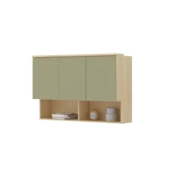 Pensile sospeso 126x83h cm 3 ante reversibili verde salvia rovere Elvira
