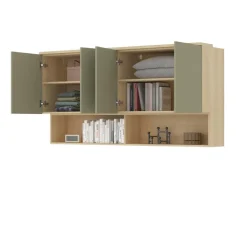 Pensile sospeso 168x83h cm 4 ante reversibili verde salvia rovere Elvira