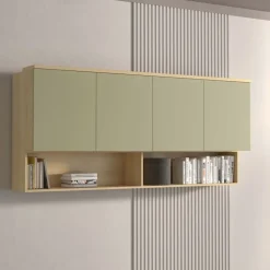 Pensile sospeso 186x83h cm 4 ante reversibili verde salvia rovere Elvira