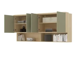 Pensile sospeso 186x83h cm 4 ante reversibili verde salvia rovere Elvira