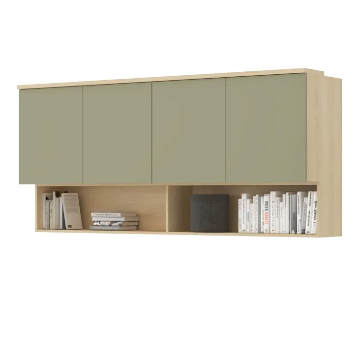 Pensile sospeso 186x83h cm 4 ante reversibili verde salvia rovere Elvira